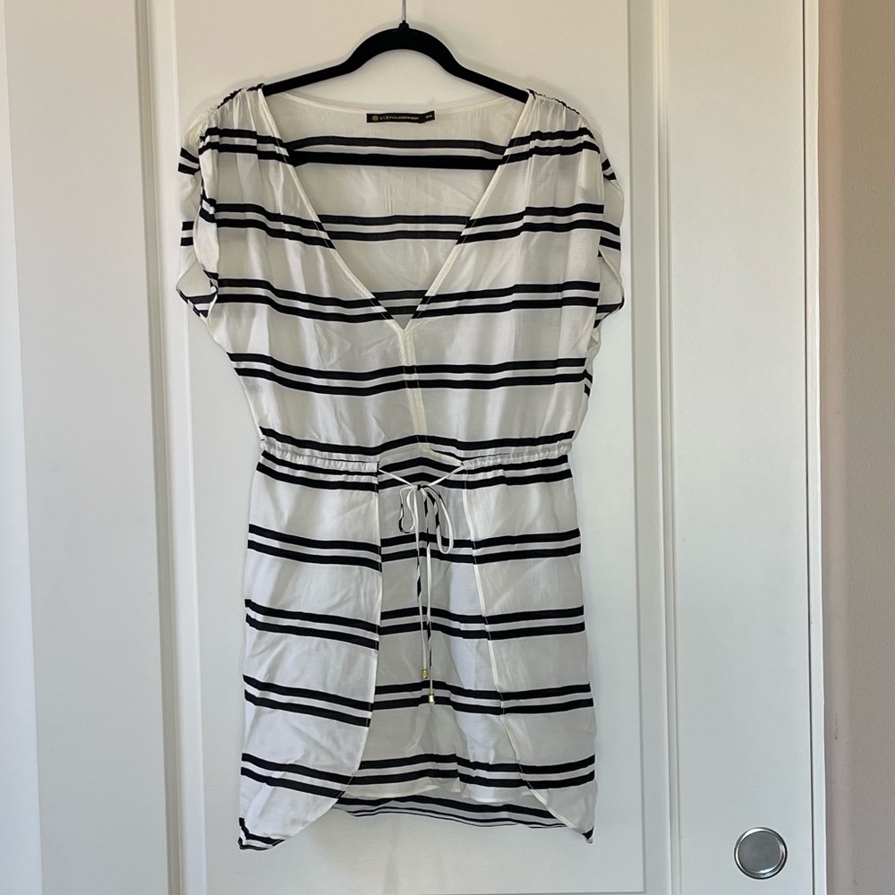 ViX Striped Caftan Cover Up Dress | Resort Beach Pool | M